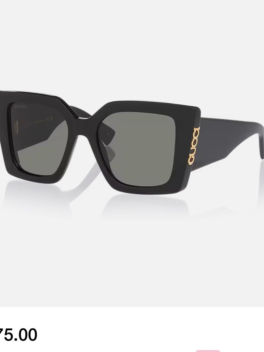 Gucci Gg2039S Black Square Oversized Sunglasses with Gold Logo